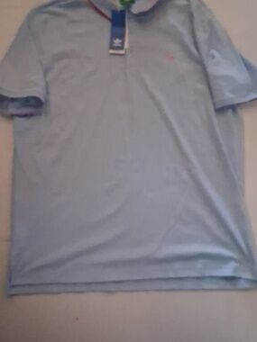 Adidas Originals Polo Shirt Color-Light Blue/Red Size-XXL NWT